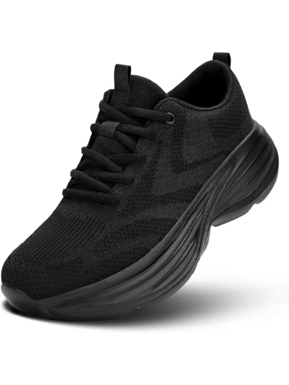 Men's Black  Non Slip Walking Shoes Lightweight Breathable Casual Running Shoes